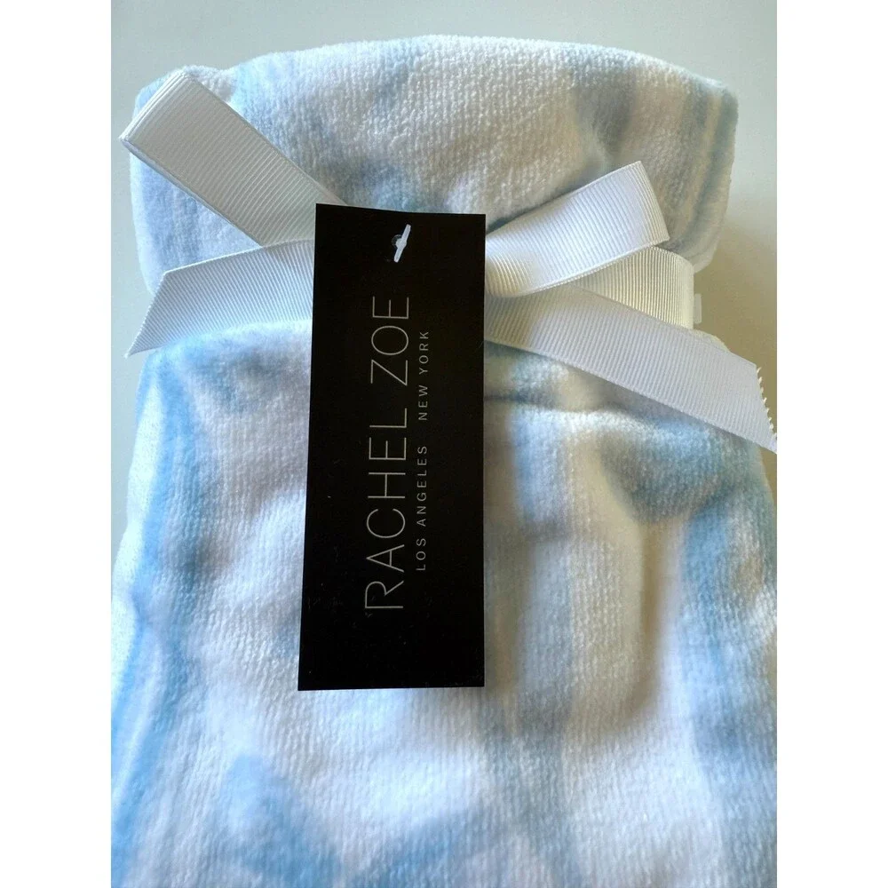 Rachel Zoe Coquette 2 Hand 2 Bath Towel Set of 4 White Blue Bow Print Cotton